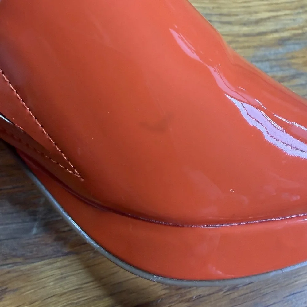 Worthington Platform Wedge Sandal Mules Patent Orange Women's Sz 9 NWT *